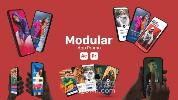 AE与PR模板-模块化APP应用程序演示视频快节奏宣传短片