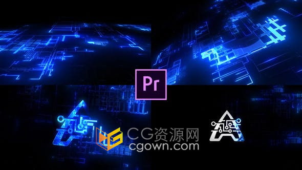 PR模板-酷炫科技感十足HUD霓虹灯电路技术AI公司视频片头