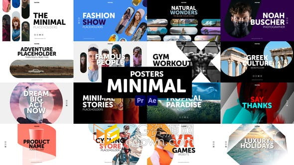 AE/Premiere模板动态海报设计介绍公司社交媒体体育运动时尚视频