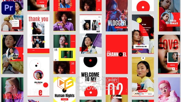 Premiere模板创建充满活力欢快明亮社交媒体打造品牌宣传短片小视频