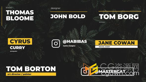 PR模板-15个现代简单的文字动画标题字幕条广告排版动画