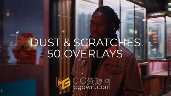 50个灰尘和划痕覆盖叠加效果元素免费下载PR模板