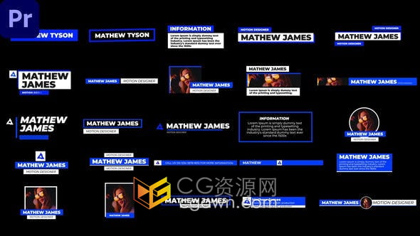 PR模板-4K分辨率25种设计视频字幕条动画文字标题