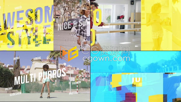 流行时尚炫丽彩色动感活力图文展示动画开场-PR模板下载