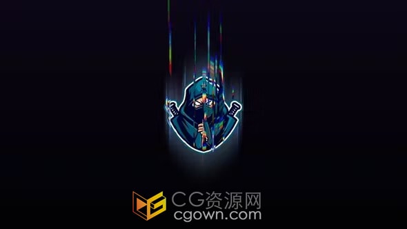 多彩光束拖引汇聚标志动画效果-PR模板