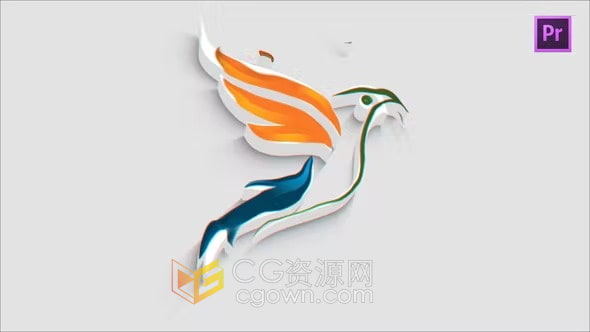 PR标志模板-3D挤压标志轮廓波浪飞溅动画效果创意公司LOGO片头
