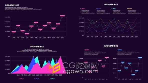 PR模板-可定制线条信息图分析公司企业图表图形动画