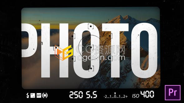 PR模板-模拟旧相机取景器光圈拍立得快门演绎复古视频转场效果