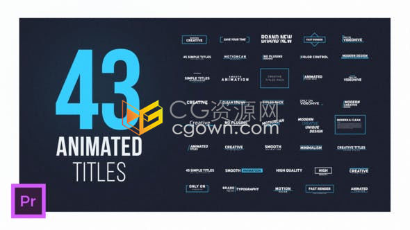 PR预设-43个简单动态4K文字标题排版字幕动画
