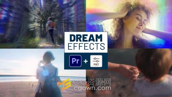 8组梦幻效果元素制作闪回幻觉效果叠加PR预设