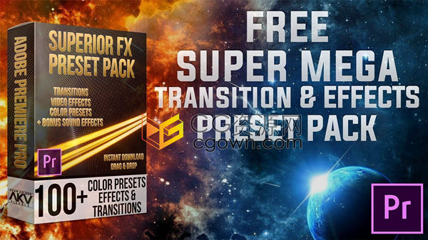 100+多功能过渡FX预设包RGB波浪反弹音乐视频旅行短片偏移转场效果带音效下载