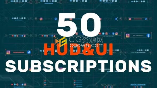 PR模板-50 HUD UI Subscriptions全息技术标题科技字幕