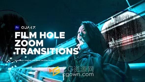 20个胶片孔变焦过渡Film Hole Zoom Transitions-PR模板