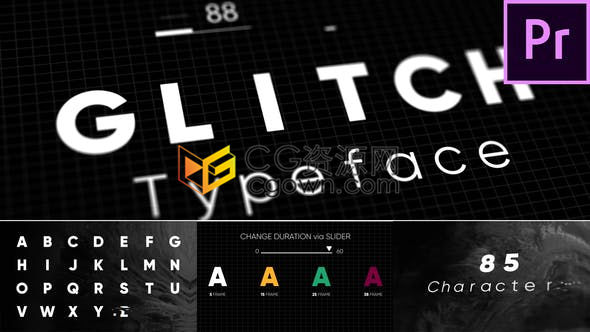 PR预设-4K分辨率82个独特数字噪音纹理闪烁错误像素化损坏动画字体