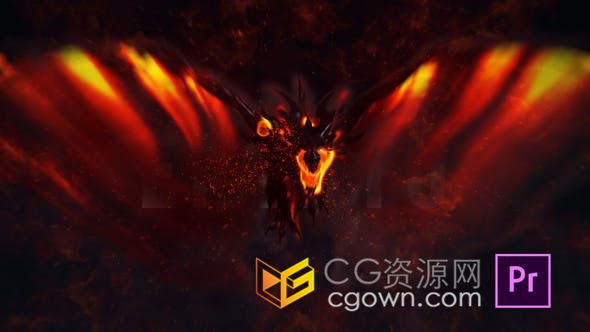 PR预设-飞翔火凤演绎火焰粒子LOGO标志动画游戏争霸赛标题片头