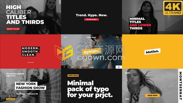 20个4K简约文字动画企业标题动态字幕排版包装动画-PR预设/AE模板下载