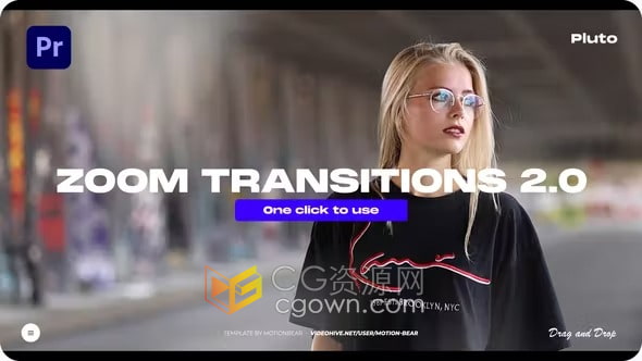 PR模板-电影镜头缩放过渡液体渐变拖放转场效果Zoom Transitions 2.0