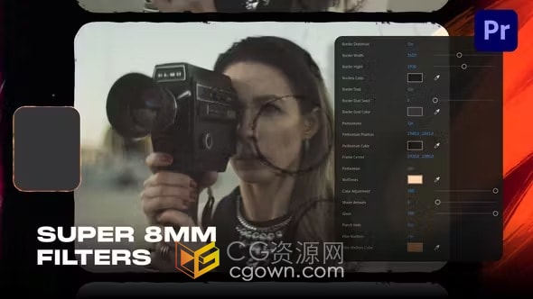 复古电影边框Super 8mm胶片滤镜效果叠加元素-PR模板