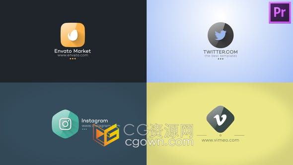AE与PR模板-简约图标背景图形LOGO动画视频片头