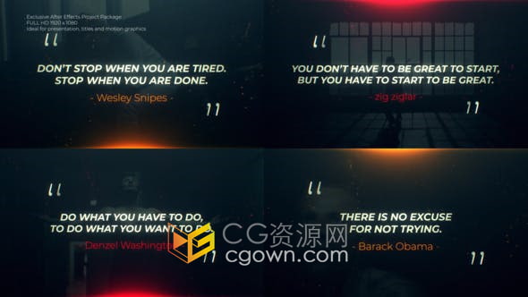 PR模板-励志名人名言介绍文字动画开场白宣传视频效果