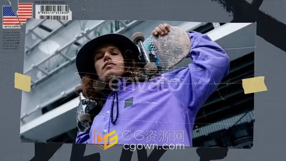 混合媒体拼贴纸张标签涂鸦标记元素适用视频过渡开场叠加-PR模板