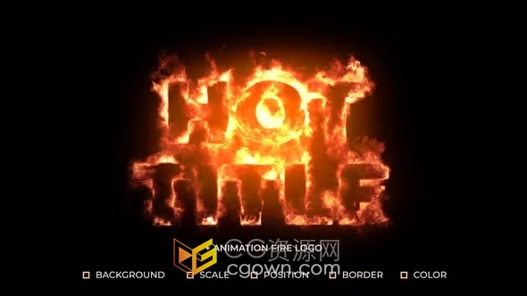 逼真的火焰展示史诗能量标题标志动画-PR模板
