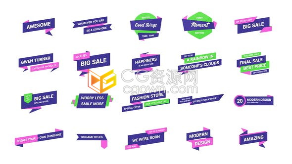 20种折纸风格的4K标题适合社交媒体视频演示纪录片采访电视节目-AE模板/PR预设