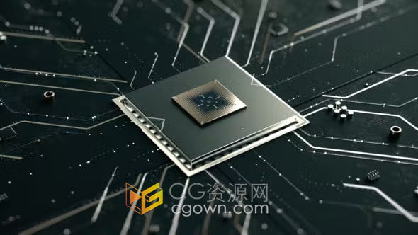 PR模板-高科技3d主板显卡芯片电路图标志Chip Digital Logo