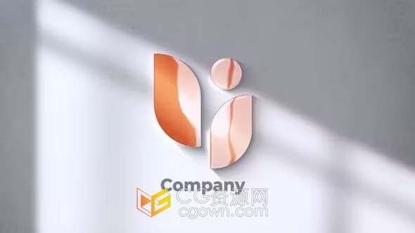 阳光照射的墙面展示非常干净明亮的实用公司LOGO动画-PR模板