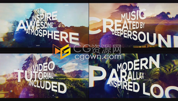 PR模板-大字标题三维数字视差特效图文幻灯片