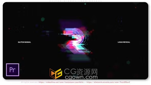 twitch风格障信号徽标动画像素游戏开场-PR模板