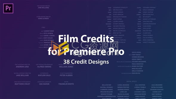 PR模板/预设-专业设计电影片名片尾字幕滚动字幕演职员表制作工具含AE模板工程