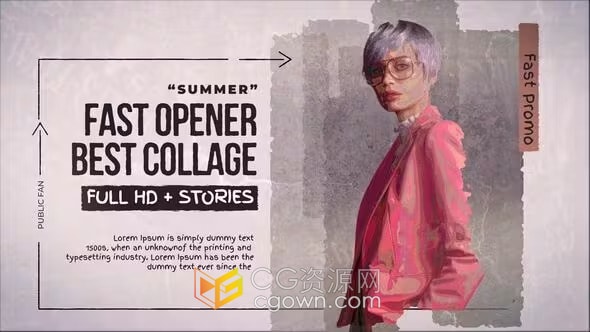 艺术拼贴效果多功能简短介绍商业广告视频开场-PR模板