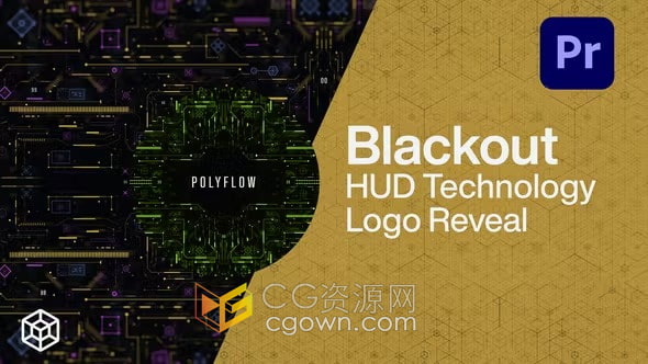 PR模板-发光线条霓虹灯全息电路板HUD技术标志显示