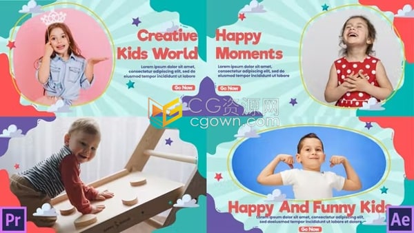 PR模板-梦幻婴童少儿主题活动幻灯片创意儿童培训机构课程介绍视频