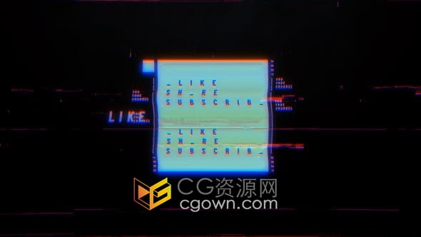 PR模板-Glitch Intro抽象像差坏信号数字失真错误故障视频片头