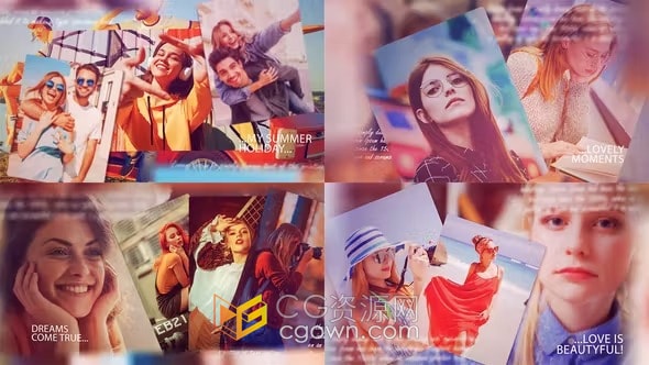 柔和温柔图像幻灯片简单干净照片相册-PR视频模板