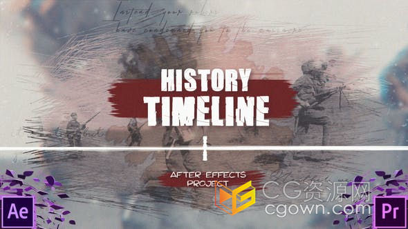 墨水画笔风格冒险旅行历史回忆时间线复古纪录片电影活动开幕-AE模板/PR预设