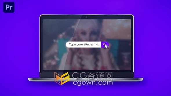PR模板-笔记本电脑搜索输入栏演绎出LOGO视频片头