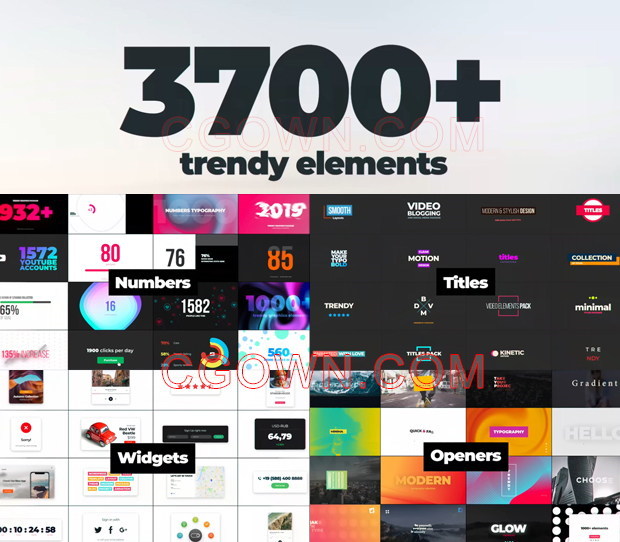 3700种设计效果包文字标题图形元素LOGO动画转场调色特效合集带视频教程-PR模板与AE脚本