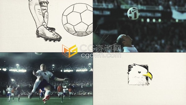 PR足球比赛视频片头模板足球节目介绍宣传开场动画