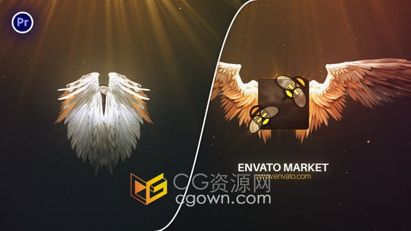 PR模板-打开天使翅膀展开LOGO动画视频片头