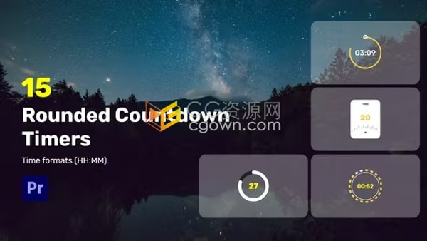 15种设计圆形倒数计时器运动锻炼计时时间动画视频PR模板