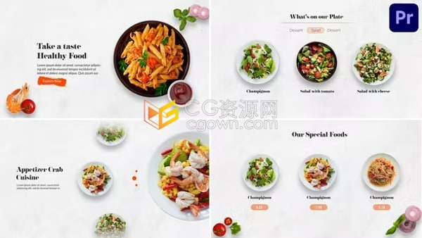 餐厅酒店食物菜单促销介绍图文动画视频宣传片PR模板