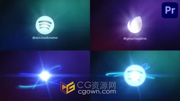 动态明亮眩光轨迹光效动画LOGO展示-PR模板