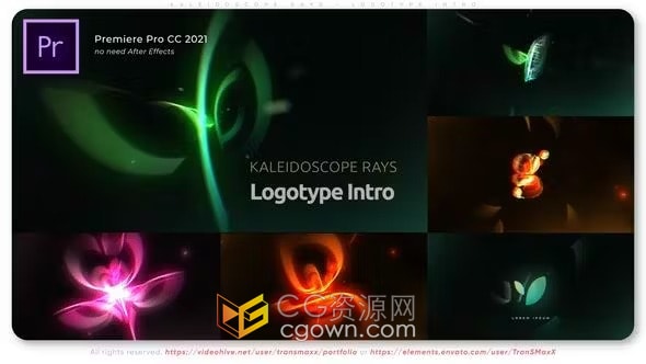 PR模板-光线折射光束动画万花筒射线标志展示