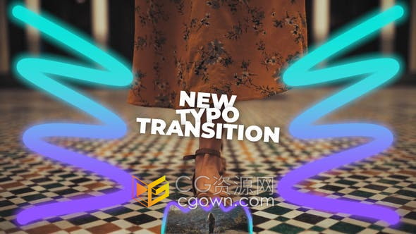 AE模板-带转场动画社交媒体霓虹灯介绍文字标题字幕视频