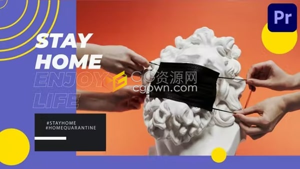Covid-19预防病毒呆在家里宣传介绍视频动画制作PR模板
