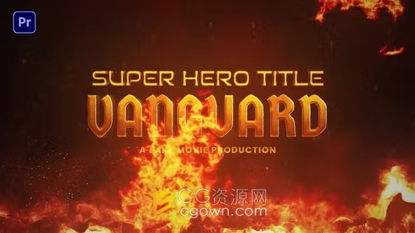 PR模板-爆炸冲击力熊熊烈火吞噬屏幕效果震撼3D文字电影标题字幕