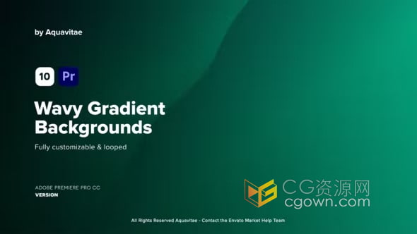 PR模板-10个波浪渐变循环创意背景Wavy Gradient Backgrounds